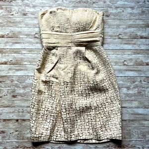 Max and Cleo Champagne and Gold Strapless Party Dress Size 2